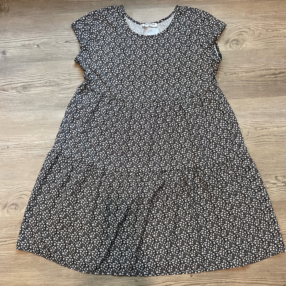 Floral Black and White Dress